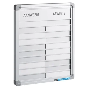 Klein presentie boord voor de aanwezige BHV'ers.